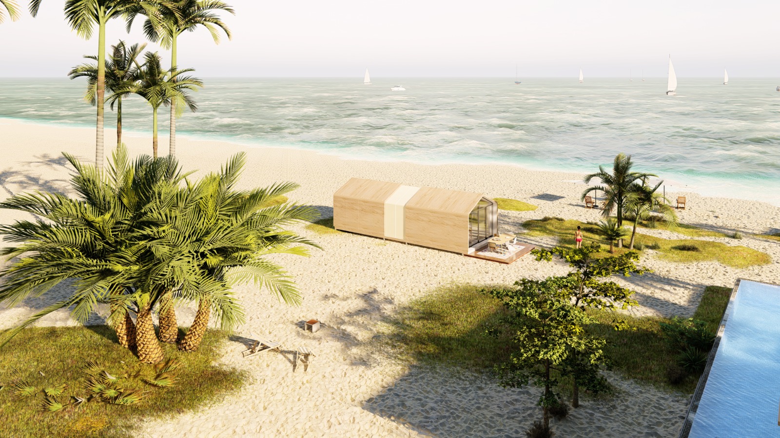 Vue aerienne sur implantation plage