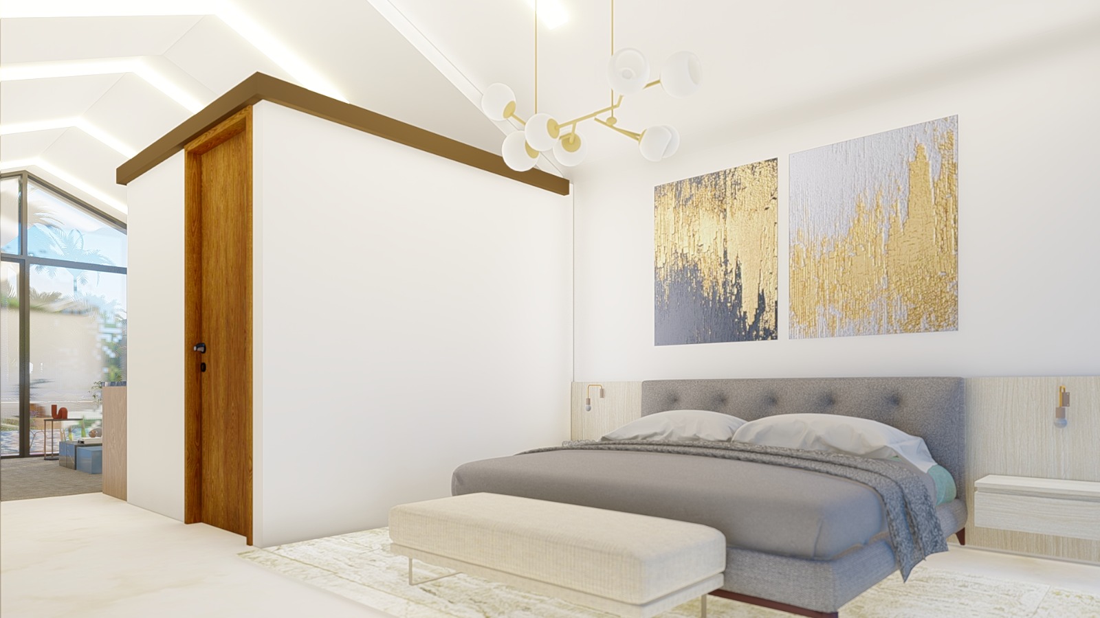 Chambre avec finition claire